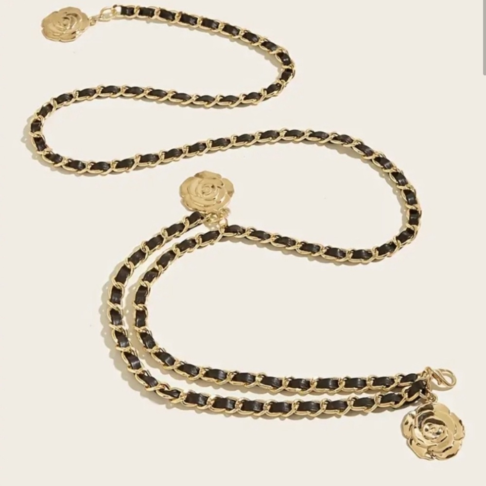 Sold Belt Gold Chain Cameilla Flower - Picture 6 of 8